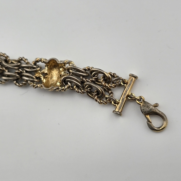 Givenchy Gold Tone Multi-Strand Chain Bracelet 10" Designer Logo Jewelry - Picture 6 of 12